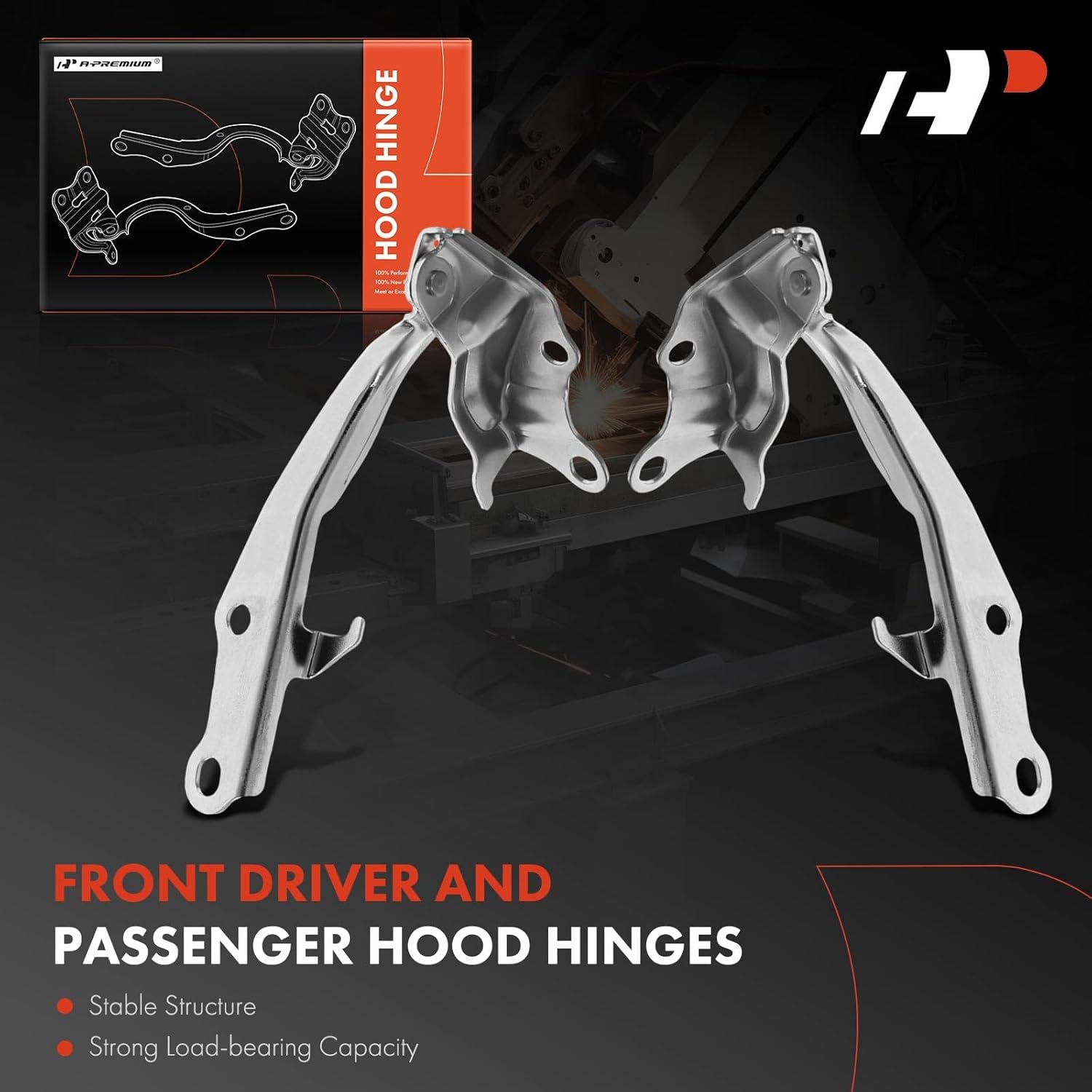 A-Premium Driver and Passenger Hood Hinges Compatible with Toyota Avalon 2005-2012 Sedan, Set of 2 Front Left and Right Side Hood Hinges