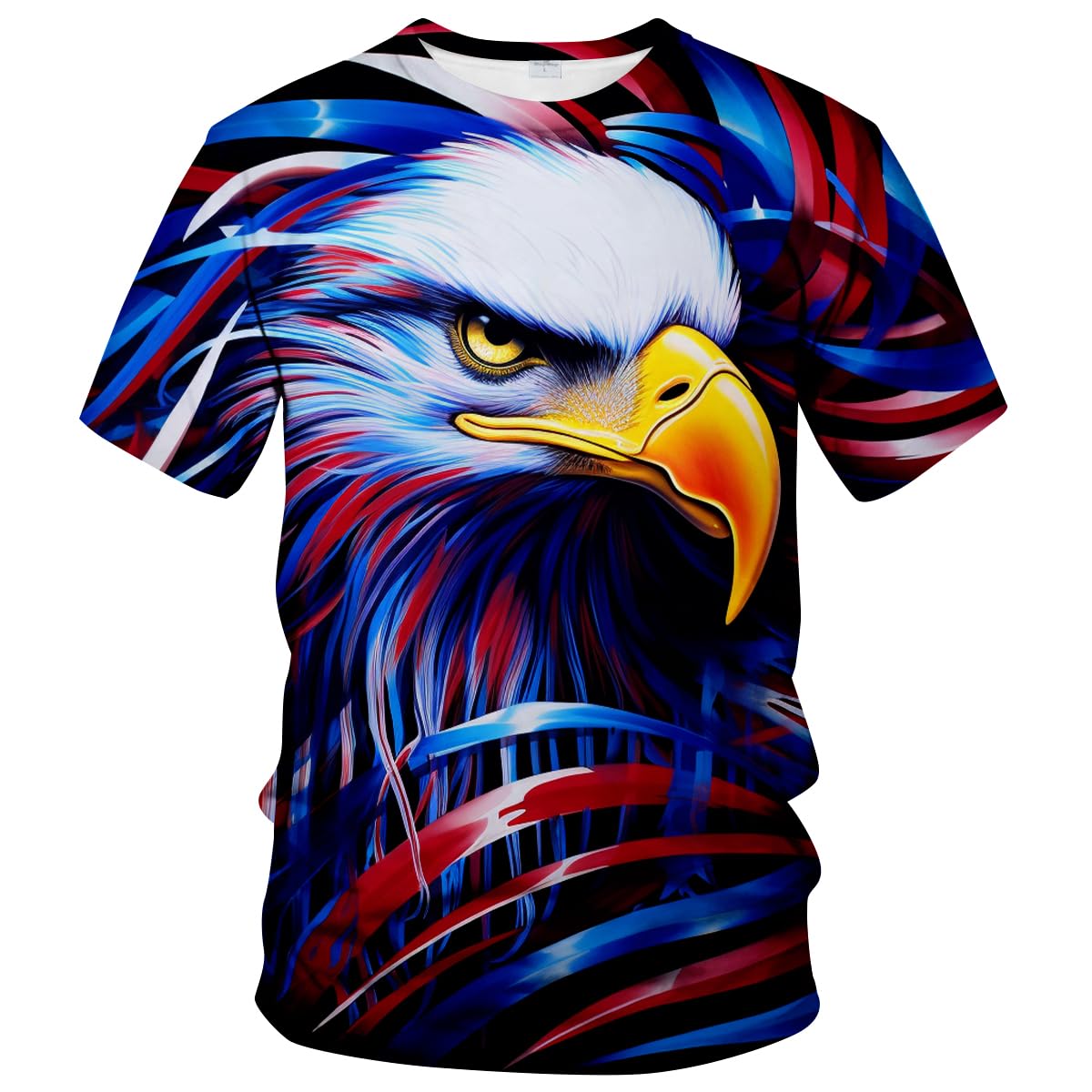 LAOLIUSN Men's American Bald Eagle Printed T-Shirt Animal Theme Tee Shirt