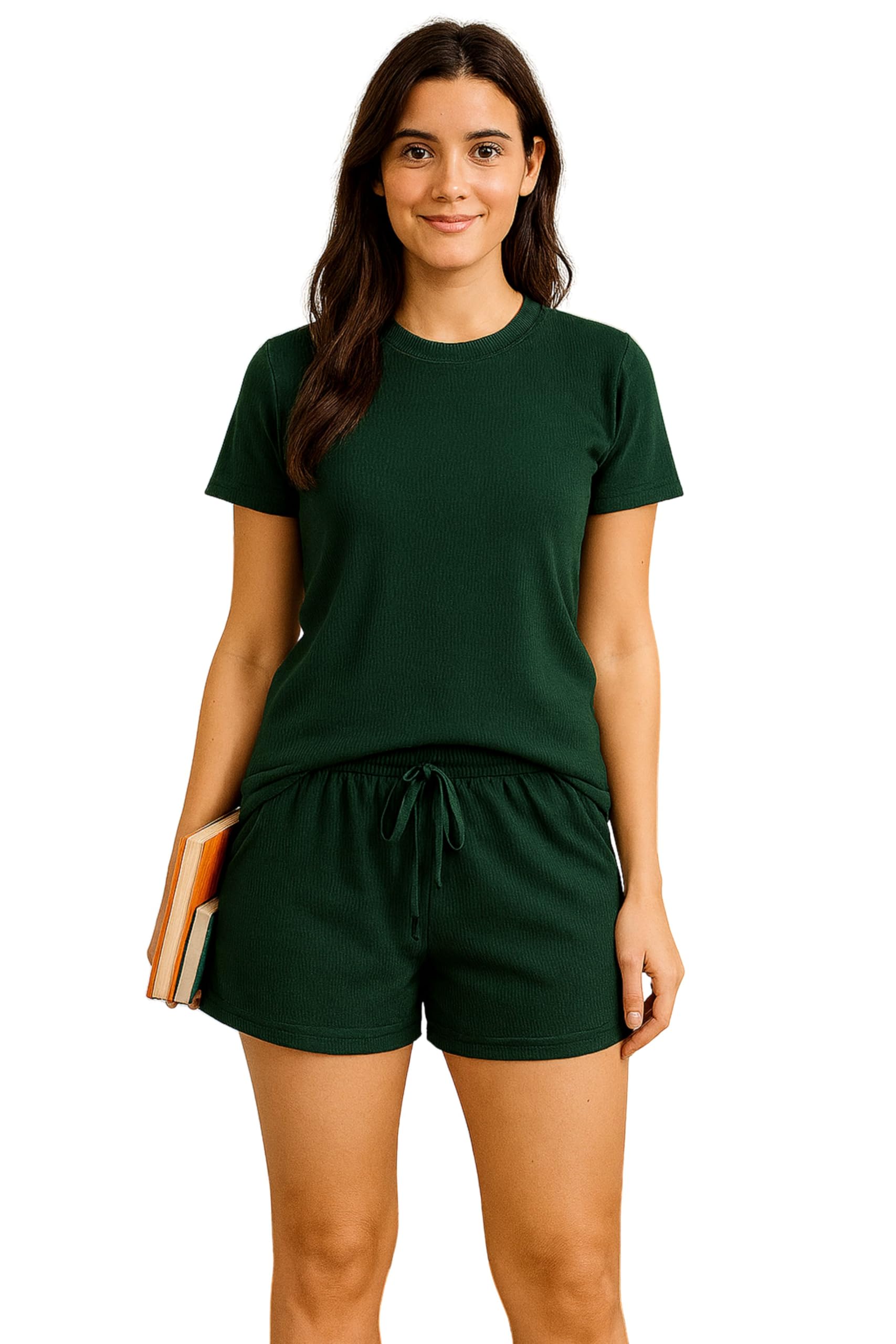 Ziyan Fashion Women Ribbed Co-Ord Set | T-Shirt & Shorts Set for Women | Soft Stretch Lounge Wear | Summer Casual Outfit for Daily Wear-image-16