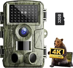 Trail Camera: with Night Vision 4K 48MP 130°Wide-Angle Game Camera,0.05s Trigger Motion Activated Hunting Camera ,98ft IR Sensing ,IP66 Waterproof,for Outdoor Wildlife Surveillance & Home Security asin的图片