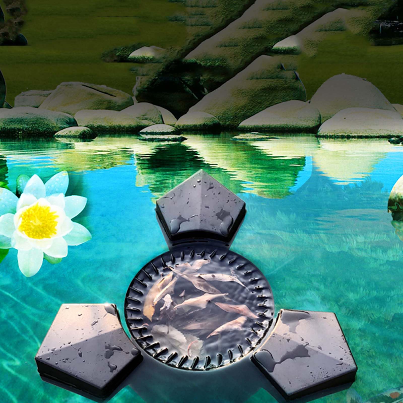 43W aspiración Flotante Estanque Skimmer, vacío del Estanque con Bomba, Cable de alimentación de 10 m de Largo y Filtro de Planta acuática, fácil de Usar para el Mantenimiento del Estanque del jardín