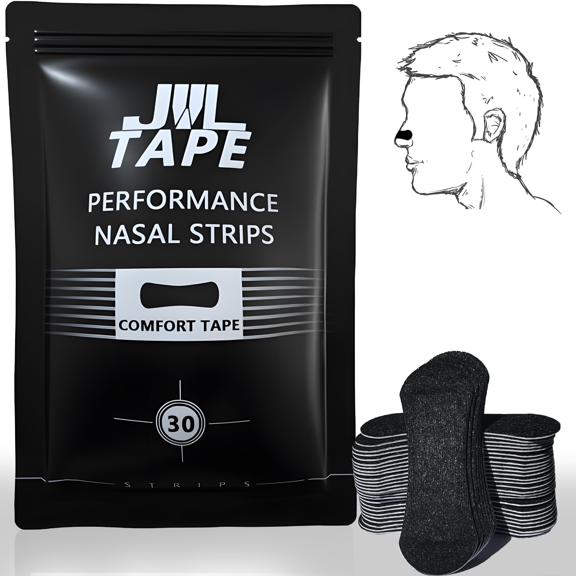 JWLTAPE Nasal Strips for Breathing - Extra Strength Nose Strips for Snoring Support - Sweat-Resistant Wide Fit for