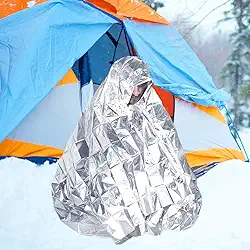 Cobertor de Emergência Película de Alumínio Refletivo, Térmico de Sobrevivência, Cobertor para Camping, Caminhadas, Ao Ar Livre, Capa Térmica Impermeável, Prateado