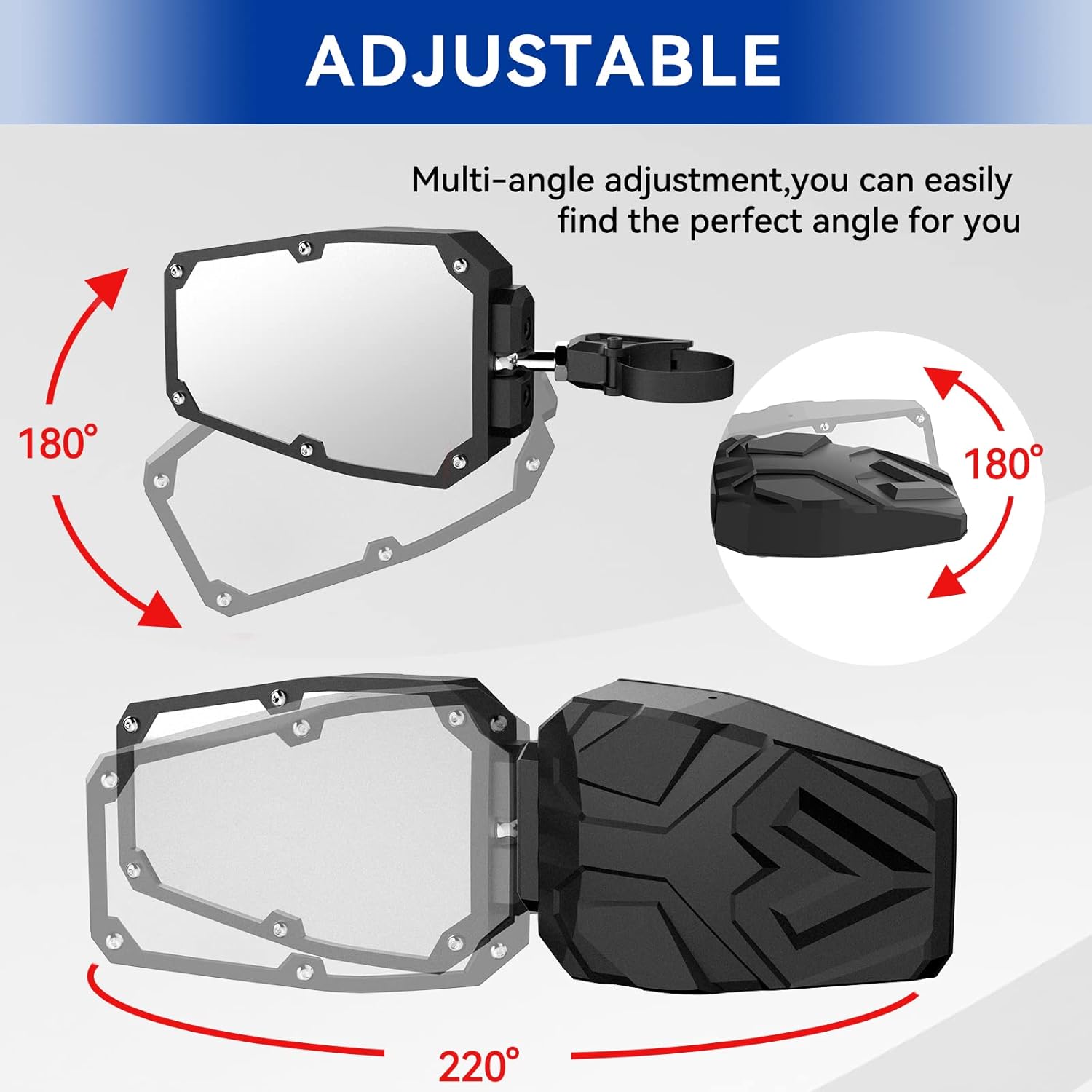 UTV Side Mirrors with 1.65" -2" Roll Bar, TXZSXS RZR Side Mirrors Compatible with Polaris RZR, Can Am Maverick X3, Kawasaki Teryx, Talon, Arctic Cat Wildcat, Gator, CFMOTO, Pioneer Rhino, Yamaha YXZ
