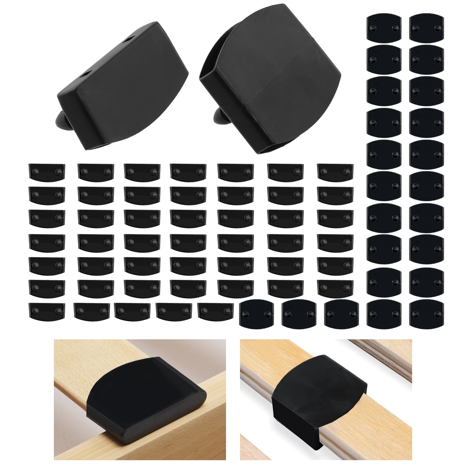 72 Pcs Bed Slat Caps, Plastic Side and Center Bed Slats Holders, 48PCS Side Caps and 24PCS Center Bed Slats Holders caps, Replacement for Single, Double, King Size Beds, for Holding Securing Wooden