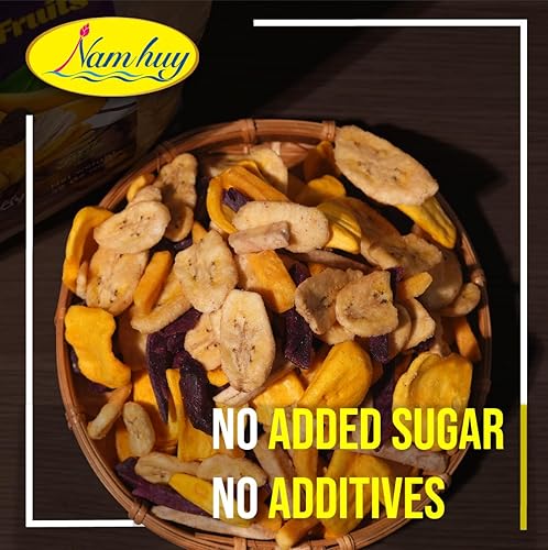 Miniatura 4 de NAM HUY Bocadillos de frutas mixtas secas, sabor original de frutas vietnamitas, azúcar ni conservantes sin añadir, deliciosa textura crujiente,