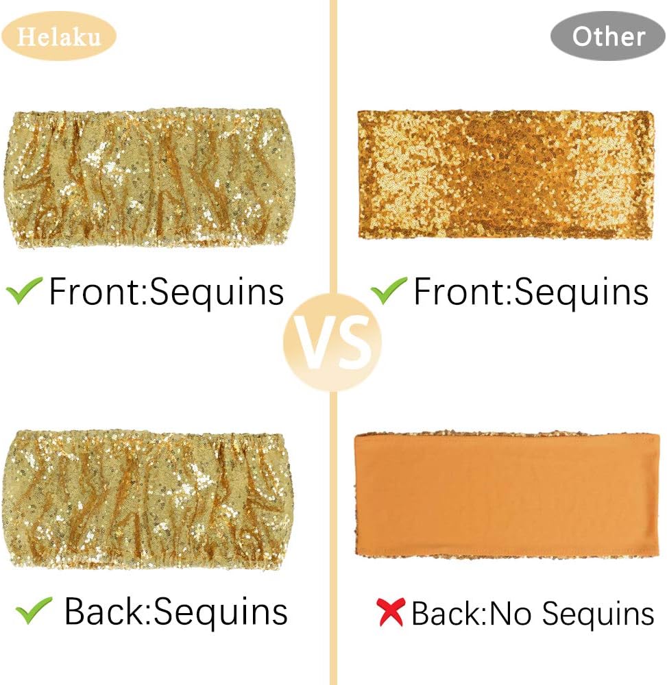 Featured Product HELAKU Sequin Spandex Chair Sash - Pack of 52 Gold Chair Bands Glitter Chair Stretch Sashes for Hotel Wedding Reception Party Banquet Chair Covers Decorations Amazing 🔥 HELAKU Sequin Spandex Chair Sash - Pack of 52 Gold Chair Bands Glitter Chair Stretch Sashes for Hotel Wedding Reception Party Banquet Chair Covers Decorations