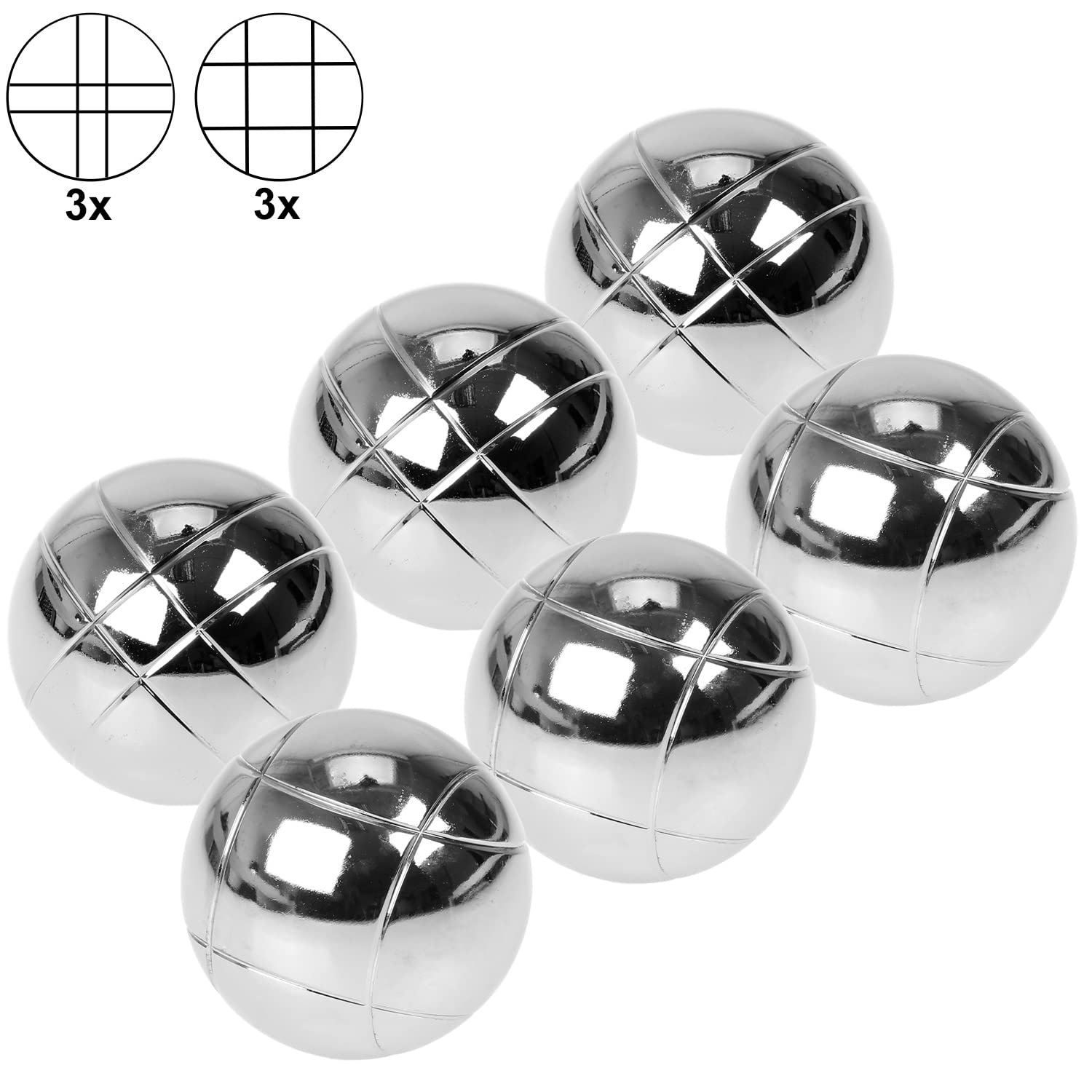 FunTomia Boccia Kugeln Set, Boule Kugeln mit 6X Metall-Kugeln 73mm, 720g, 1x Holz-Kugel, 1x Abstandsmesser inkl. Luxuriöser Tragetasche, Petanque für Outdoor-Spiel Garten und Strand Spielzeug
