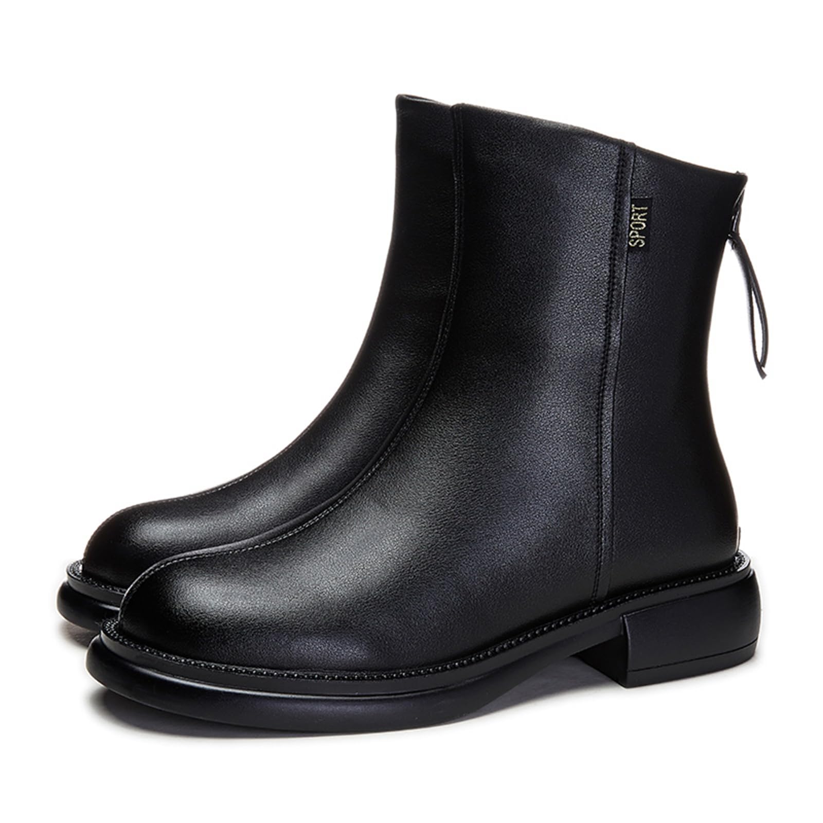 Womens Genuine Leather Retro Short Boots Fashionable Thick Sole Rear Zipper Autumn And Winter Versatile Combat Ankle Boots