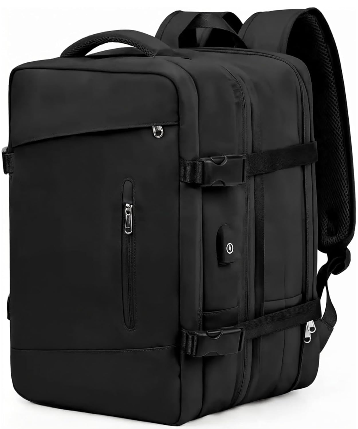 Mochila Executiva Viagem Grande Notebook Feminina Masculina 40L Expansível De Bordo Antifurto Casual Escolar Bagagem De Mão (Preta)