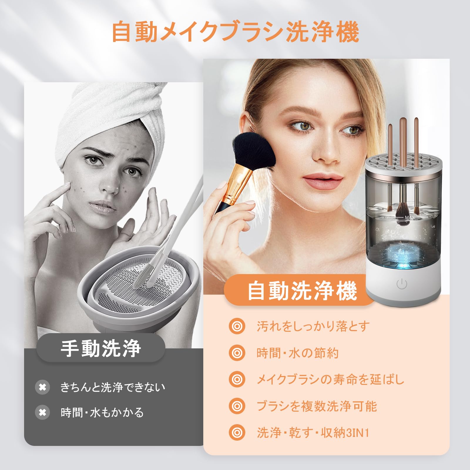 Amazon.co.jp: 3in1多機能メイクブラシクリーナー 洗浄・乾燥・収納 