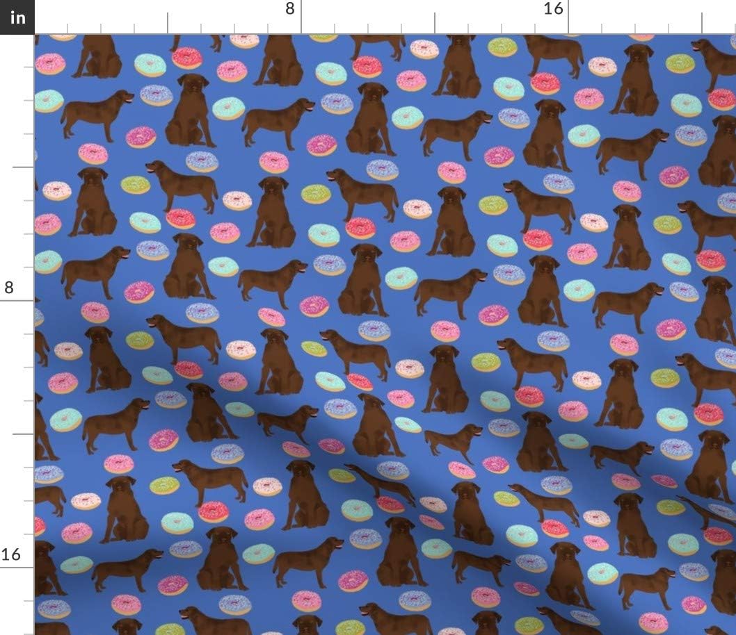 Spoonflower Fabric - Chocolate Labrador Retriever Lab Dogs Cute Donuts Funny Food Foods Printed on Cotton Poplin Fabric by The Yard - Sewing Shirting Quilting Dresses Apparel Crafts