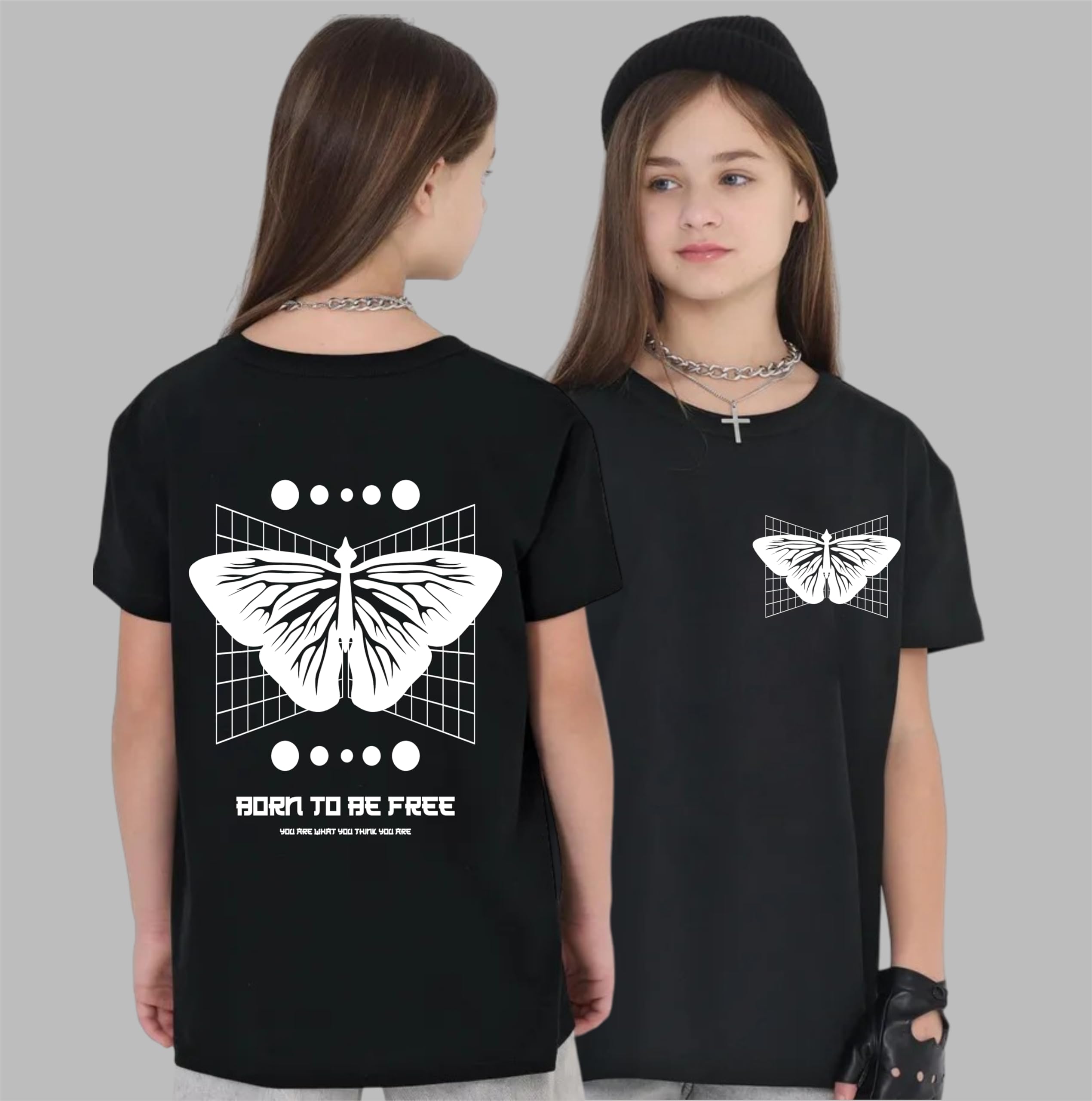 Uniplanet Store Camiseta negra de mezcla de algodón, media manga, ajuste regular, estampado «Back Be Free»