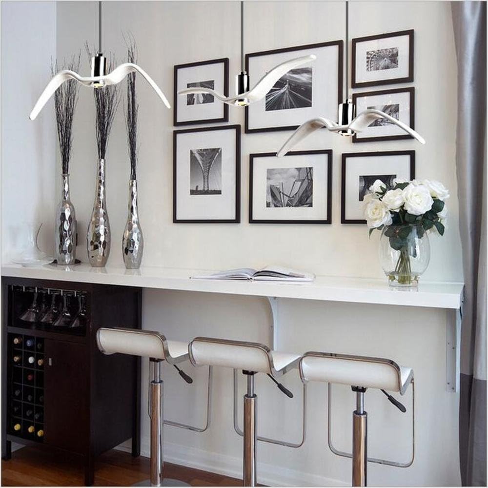 TQ Personalized Seagull Pendant Lighting Post-Modern Creative Dining Room Bedroom Living Room Hotel Lobby Decorative Lighting Round Ceiling Tray, White [Energy Class A++]