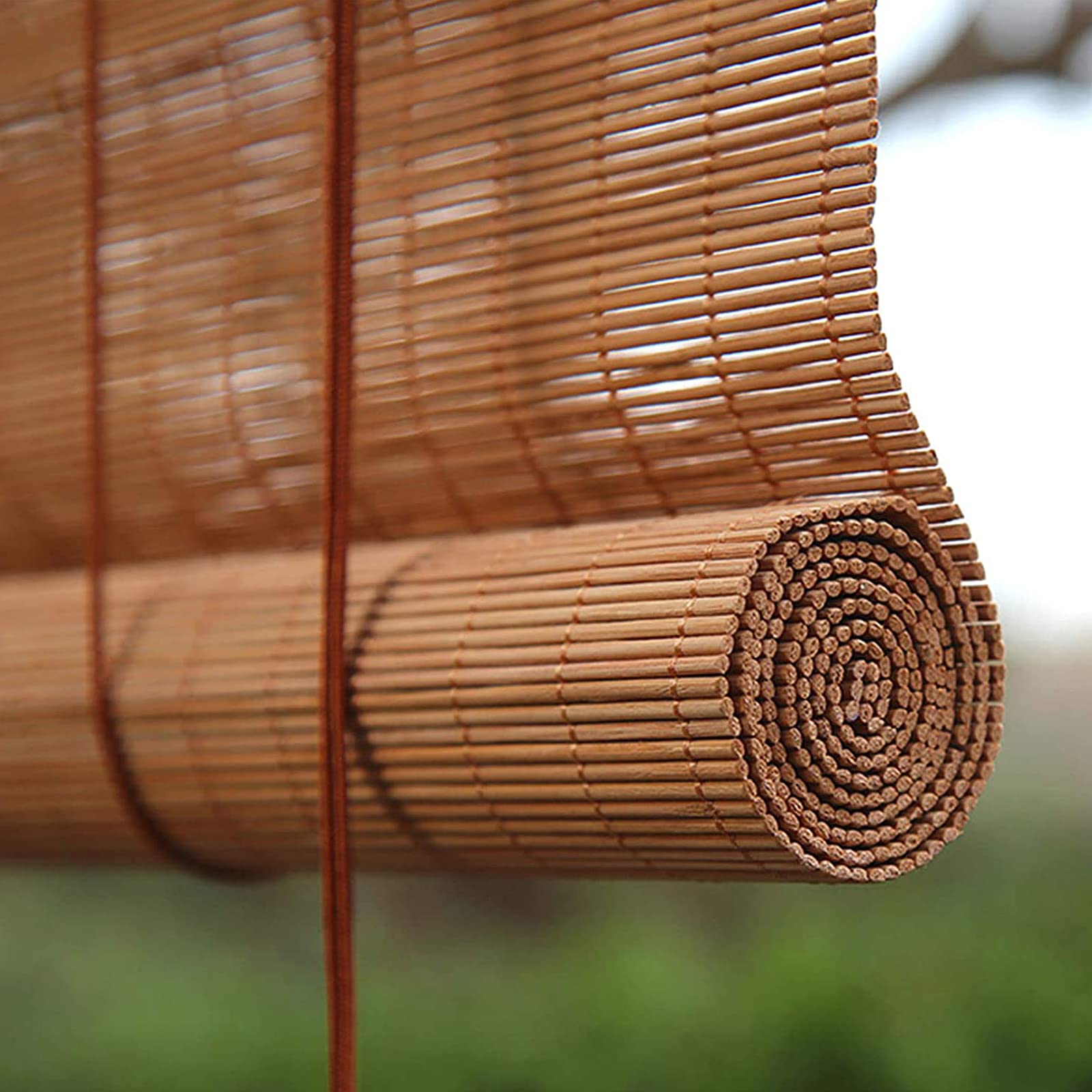 1 store enrouleur personnalisé en bambou 135 cm – Store extérieur naturel pour balcon, fenêtre et porte de jardin, blocage de 60 % de la lumière, protection solaire, respirant et intimité