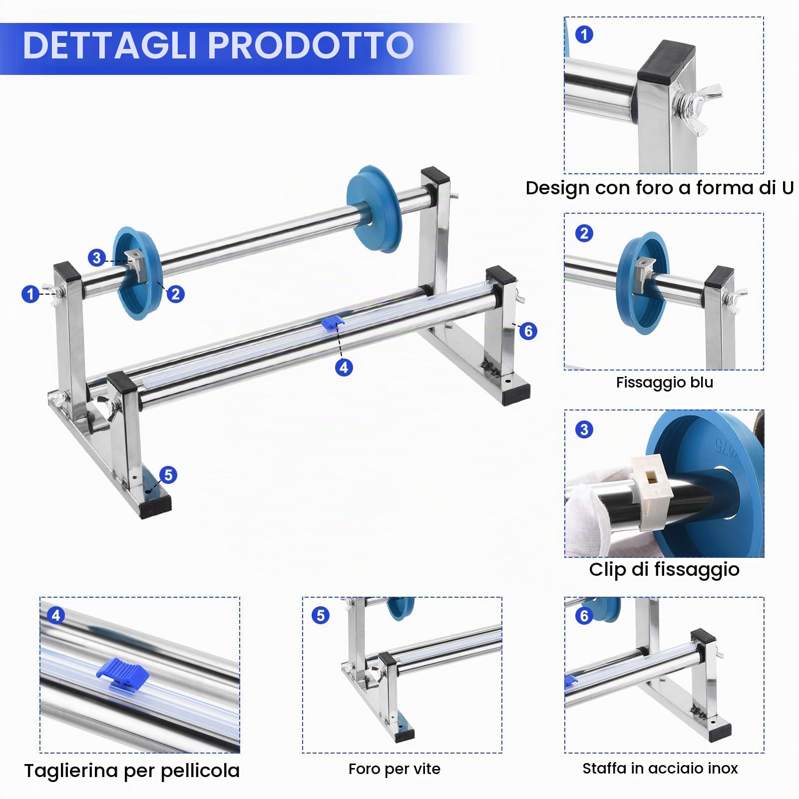 PATIKIL Estensibile Avvolgi Erogatore Estensibile Pellicola Erogatore Macchina Pallet Inox Acciaio con 4pz Pellicola Slide Taglierina per 35 cm/13,8" Estensibile Avvolgibile