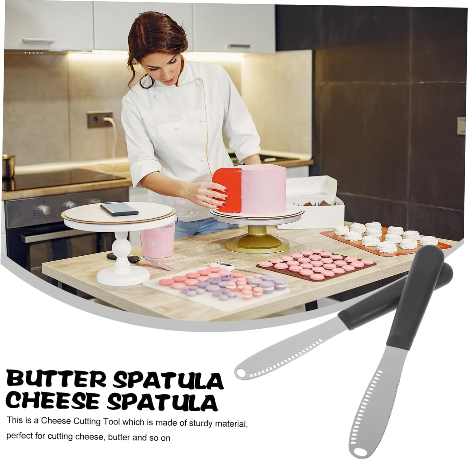 2pcs Stainless Steel Cheese Spreader with Holes Ergonomic Black Handle