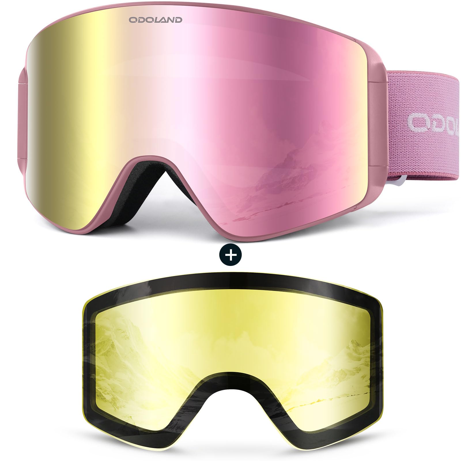 Odoland Ski Goggles Set with Detachable Lens