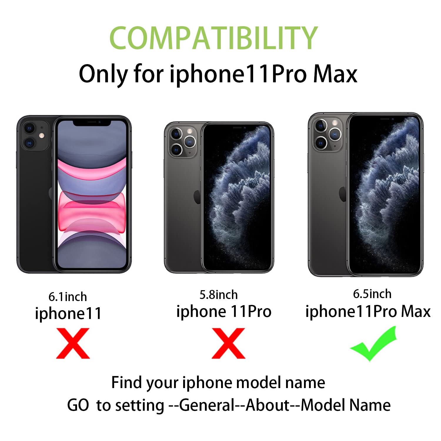 Cavor for iPhone 11 Pro Max Cases Wallet with Card Holder,for iPhone 11 Pro Max Cases for Women Men,Phone Case with Stand and Strap,Shockproof Protective-Black