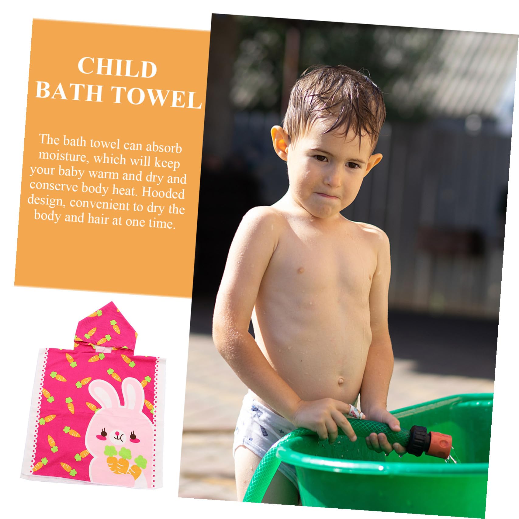Cabilock Serviette De Plage À Capuche pour Enfants Lot De 4 Motif Carotte Tapis De Bain Super Absorbant Cape pour Garçons Et Filles