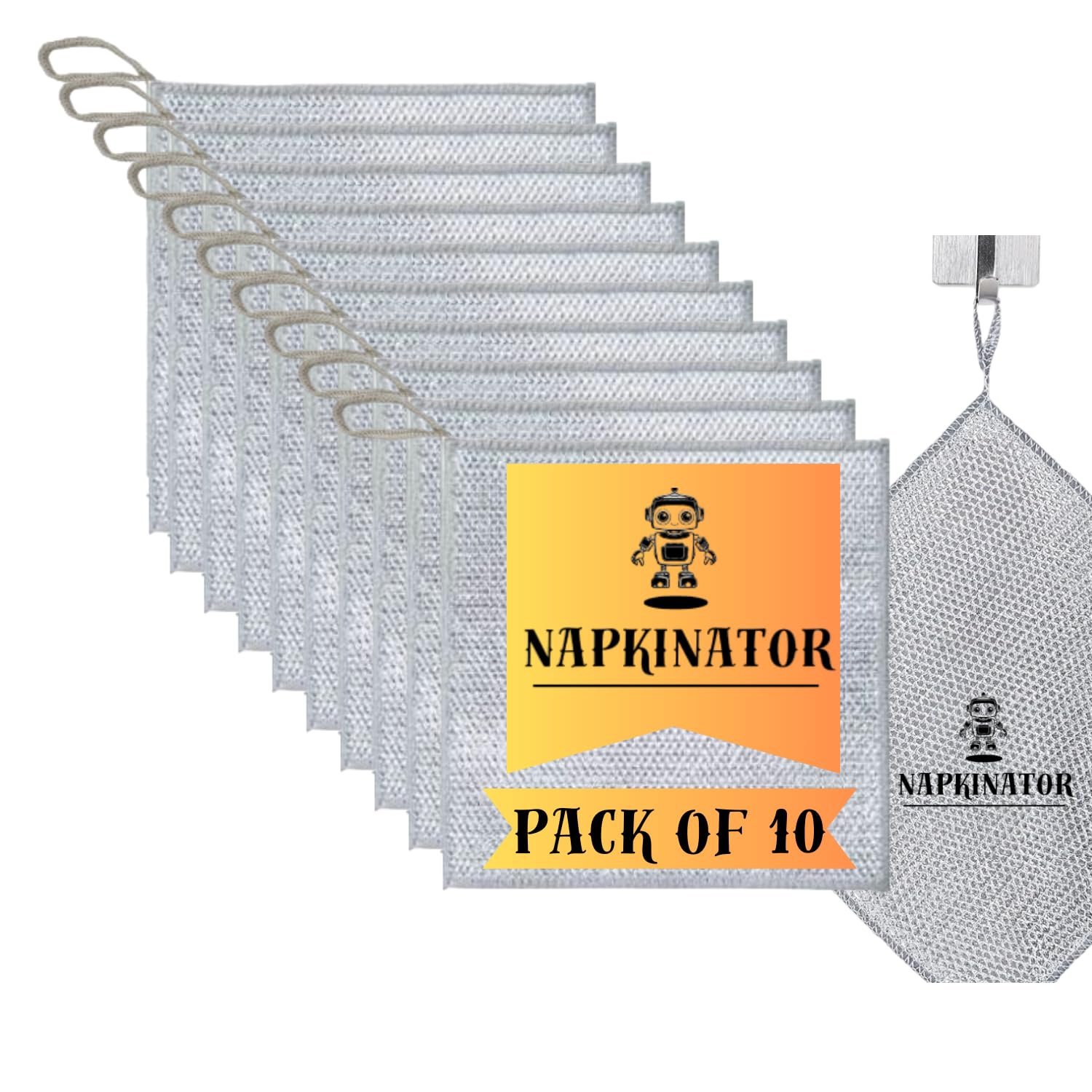 Double-Layer Upgraded Premium Steel Wire Multipurpose Dishwashing Cloth with Hanging Loop, Cleaning Cloth, Powerful Cleaning Non-Scratch Wire Rag for Cookware, Sinks, Dishes, Chimneys (Pack of 10) (B0DBLZTFZV) Amazon Price History, Amazon Price Tracker