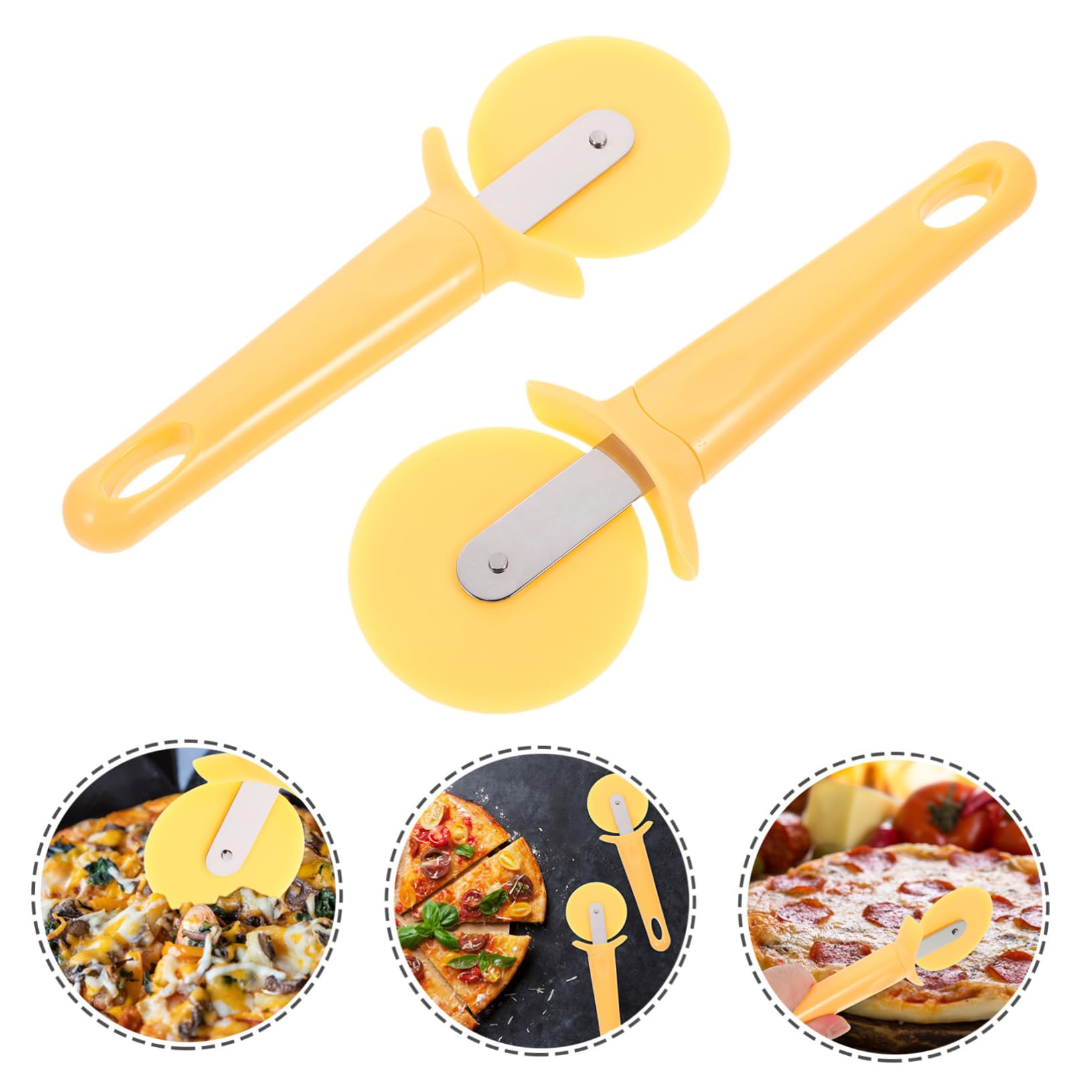 Cabilock 2Pcs Creative Pizza Cutter Wheel Slicer Ergonomic Abs Design Smooth Cutting Space Saving Kitchen Tool for Pizza Slicing Experience