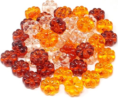 Miniatura 8 de yueton 48 piezas de decoraciones acrílicas de otoño, adornos de calabaza acrílicas, cuentas de calabaza de plástico sin agujeros para Acción de