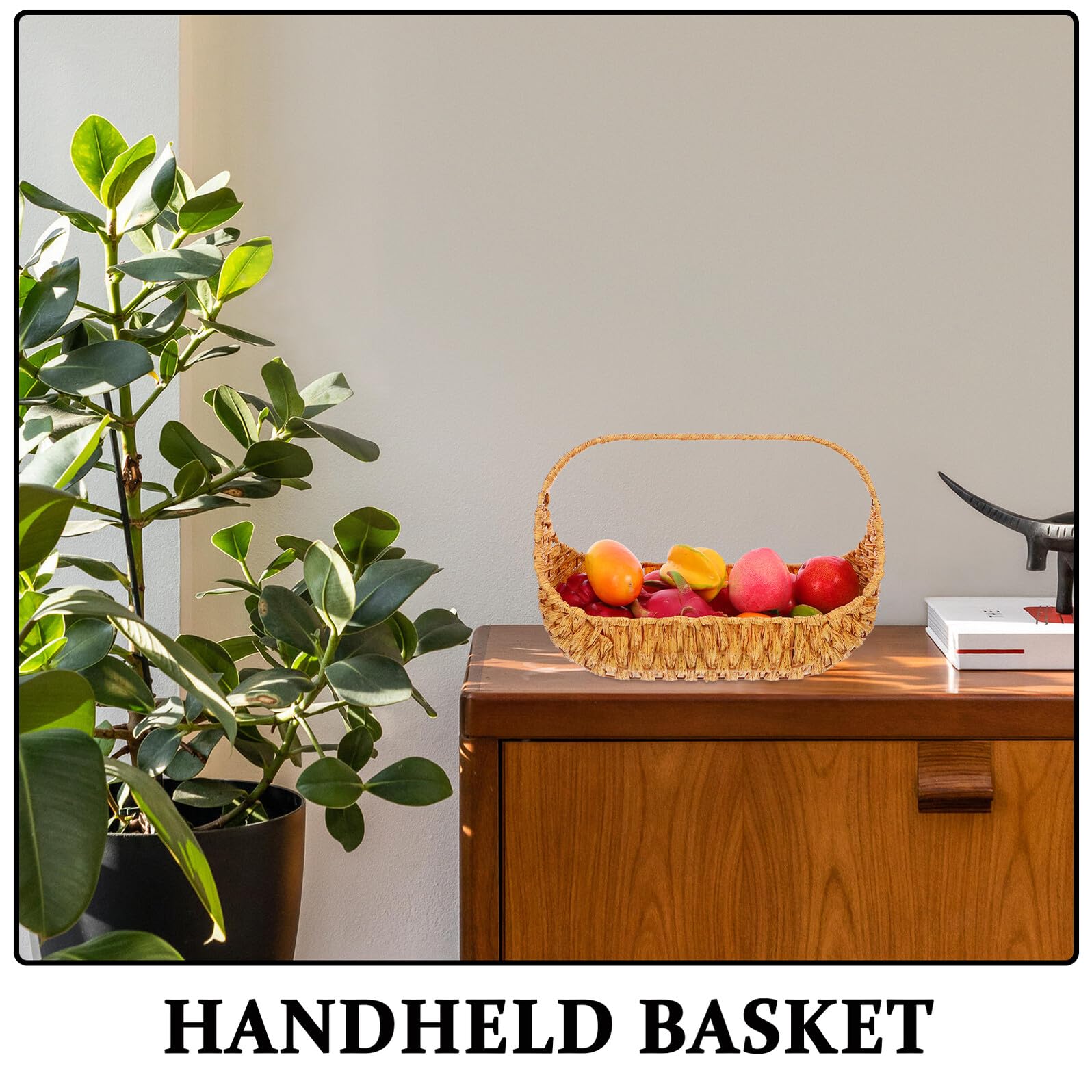 Cestino Multiuso Intrecciato in Materiale Plastico Resistente Portatile per Picnic Raccolta Frutta e Verdura Organizzatore per Giardino e Decorazioni Piccola Riutilizzabile