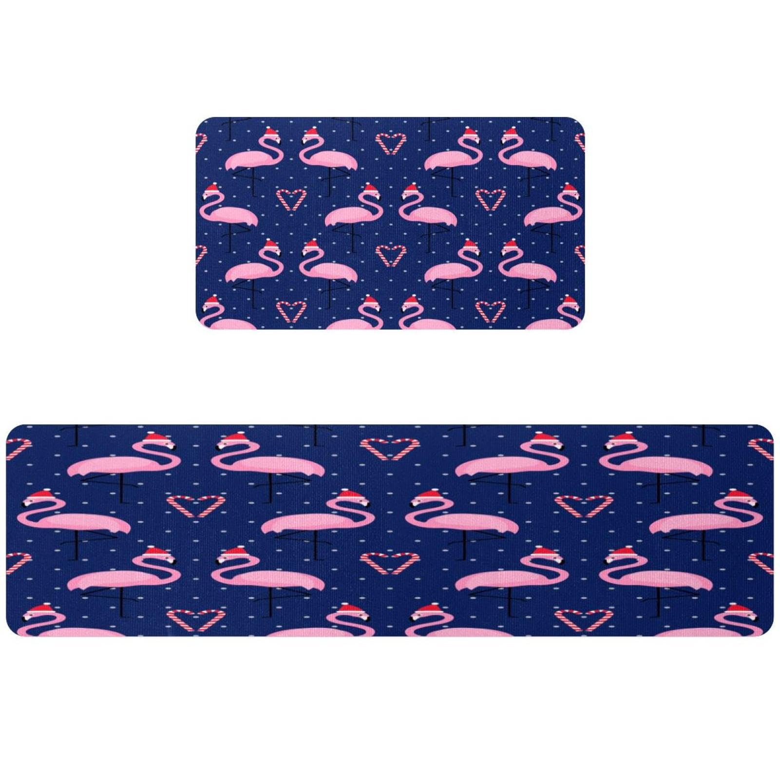Tapis de cuisine flamant rose de Noël : lot de 2 lavables et antidérapants pour couloir et buanderie