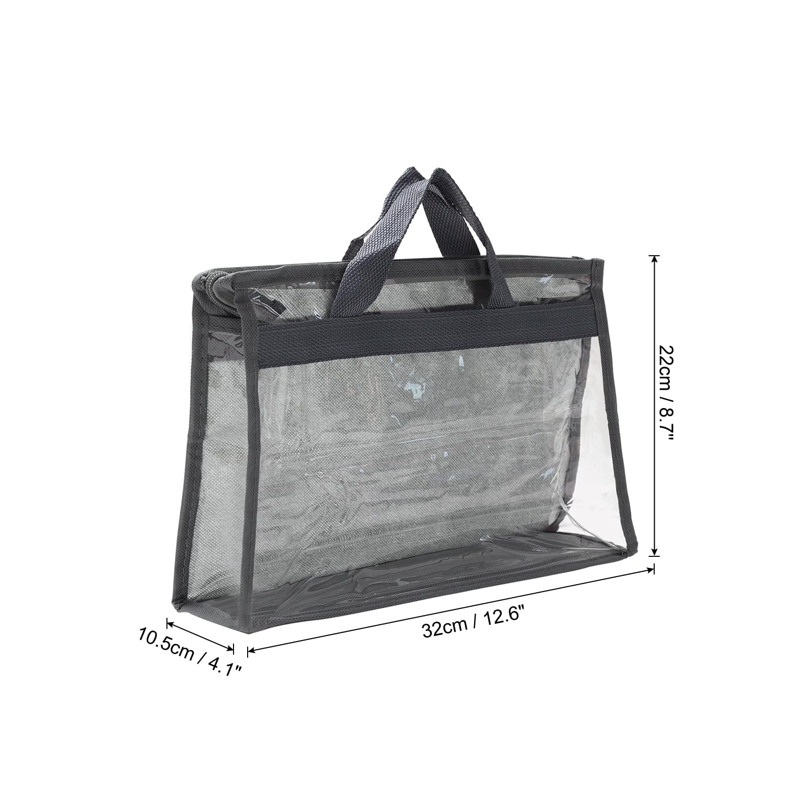 PATIKIL Handbag Dust Bags, Clear Purse Storage Organizer S Size PVC Dustproof Handbag Cover Transparent Purse Protector, Gray - Image 2