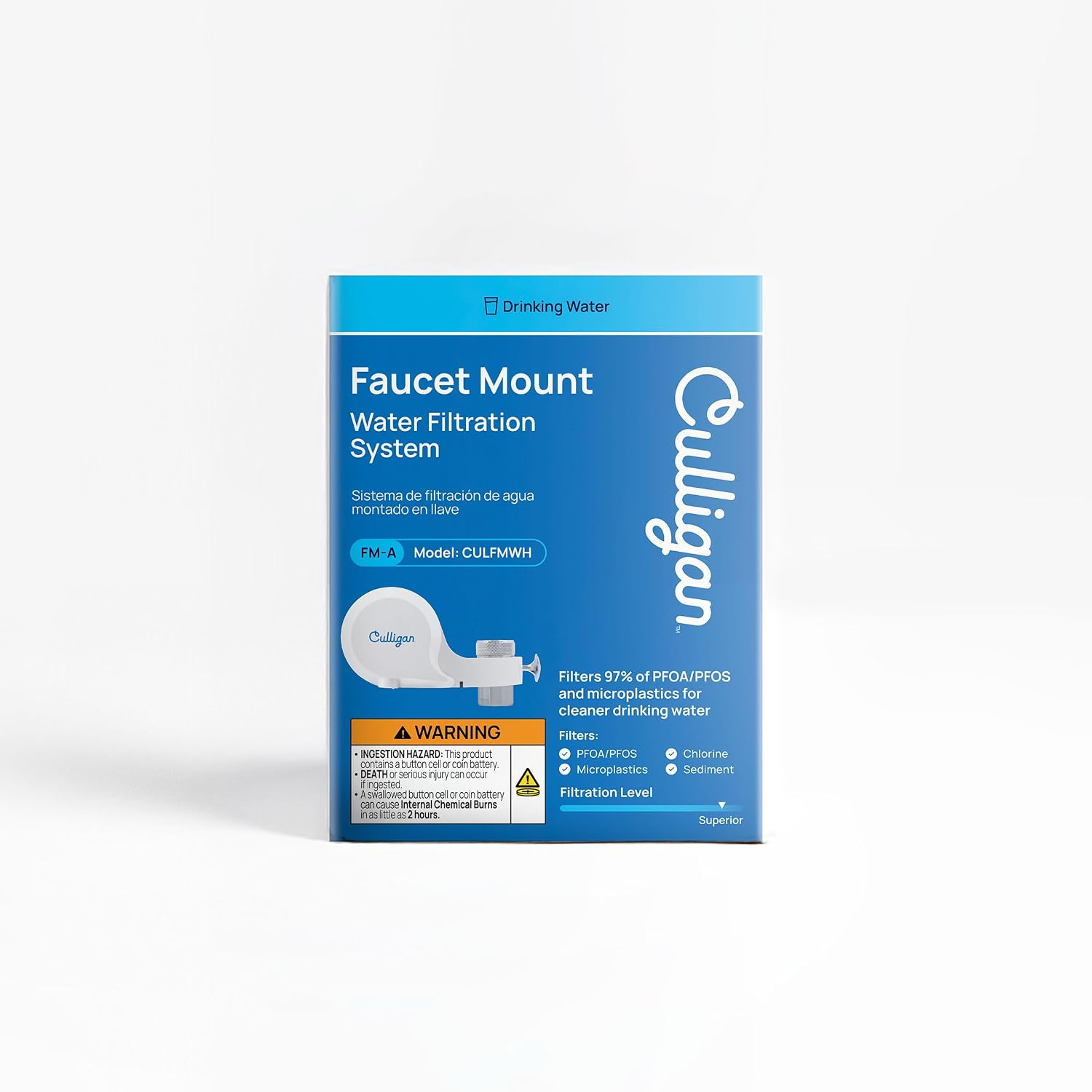 Culligan CULFMWHRF Faucet Mount Water Filter - White Water Filter for Sink Faucet Reduces Microplastics & Reduces Chlorine, Easy Installation Filtration System for Clean Tap Drinking image 2