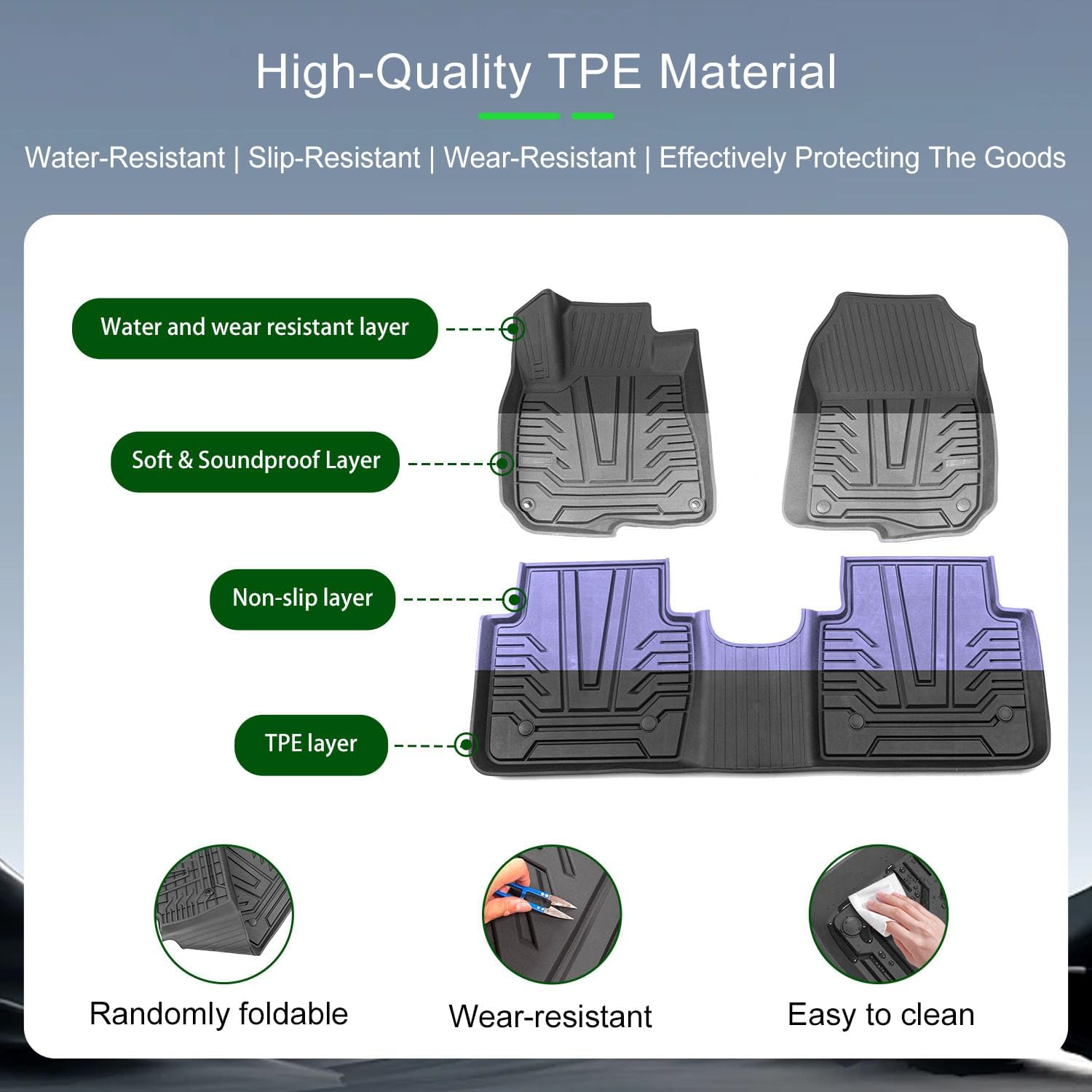 Floor Mats Compatible with 2017-2022 Honda CRV Trunk Mat Backrest Mats TPE Replacement for 2017-2020 2021 2022 Honda CR-V Accessories (Trunk Mat+Backrest Mat+Floor Mat)