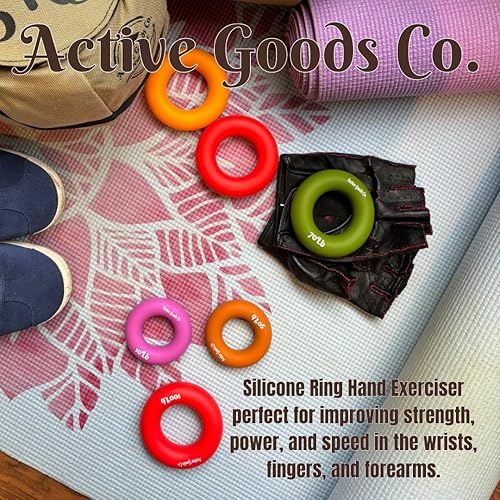 Miniatura 3 de ActiveGoodsCo - Ejercitador de manos y antebrazos - Anillo único o juego, resistencia 10-120 libras, diámetro 2.5-3,5 pulgadas. Visita para ver más