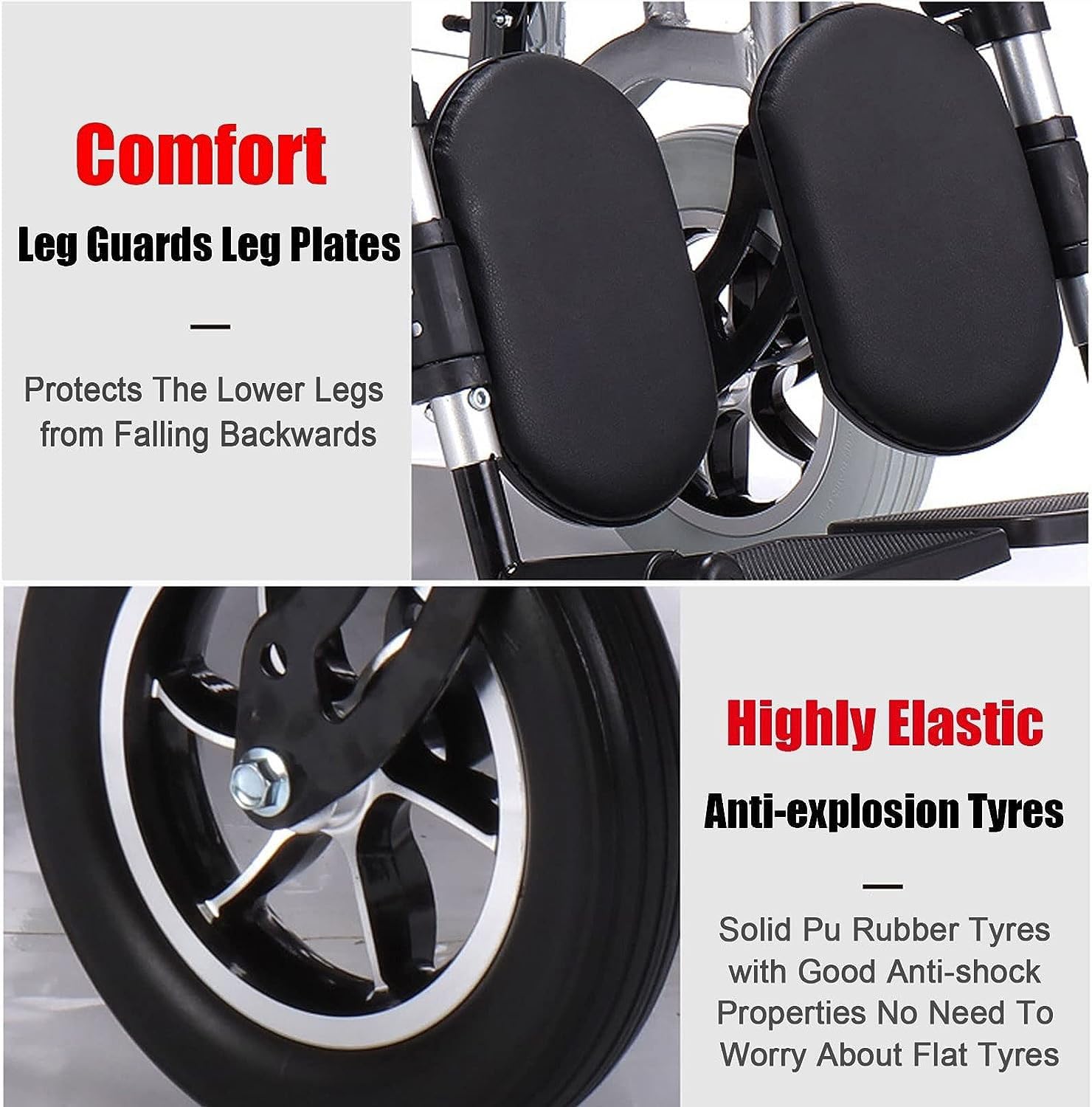 Silla de ruedas reclinable eléctrica para movilidad de ancianos, silla de ruedas plegable con respaldo alto con función de reposo plano para ayuda de discapacitados y scooters