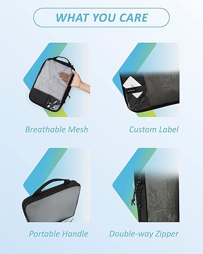 Miniatura 4 de BAGSMART Juego de 6 cubos de compresión y organizador de artículos electrónicos, estuche de viaje, color negro, BAGSMART Cubos de embalaje y