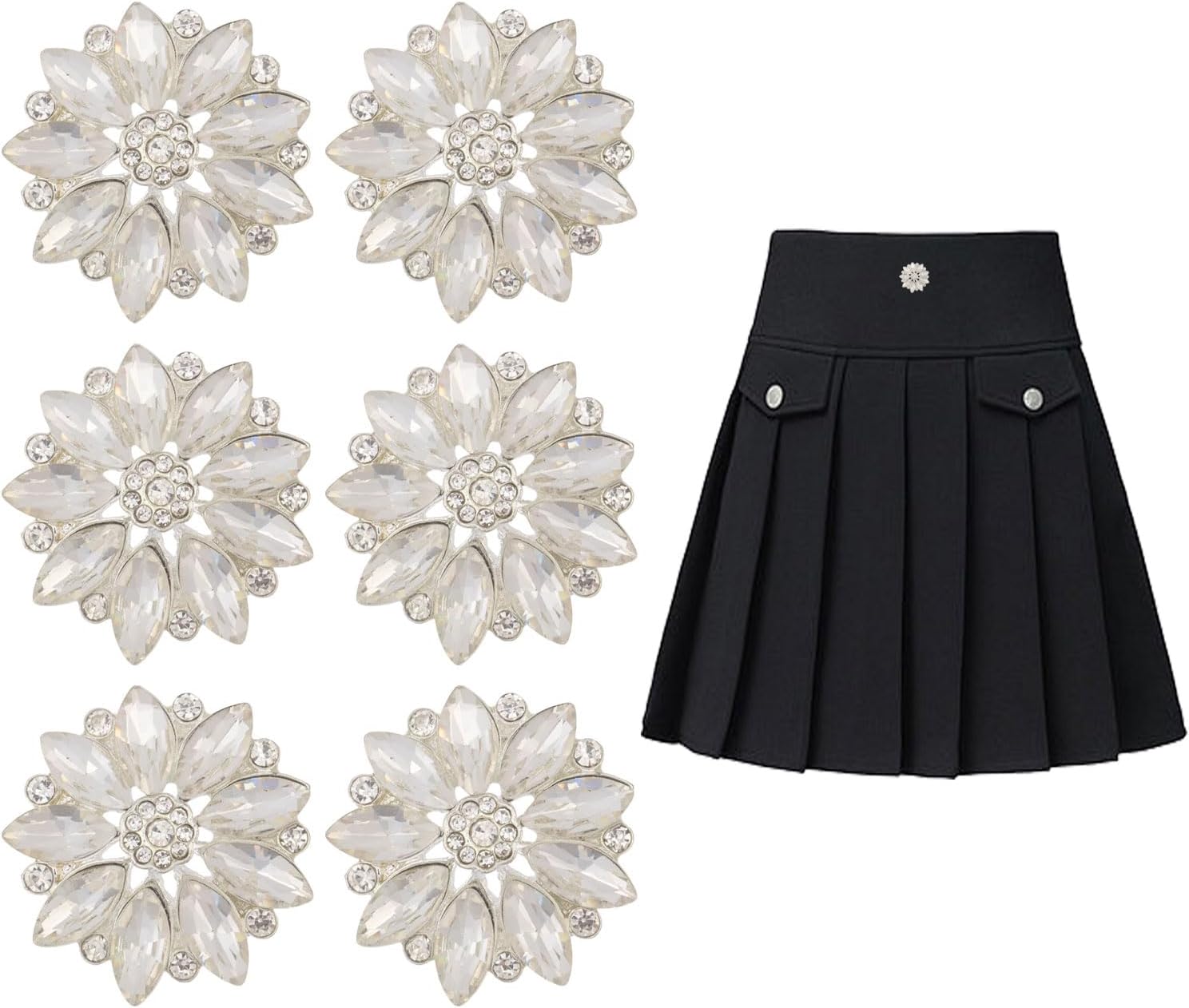 CHGCRAFT 6Pcs Rhinestone Buttons Alloy Flower Rhinestone Shank Buttons DIY Handmade Accessories for Crafts Wedding Party Silver - Image 8