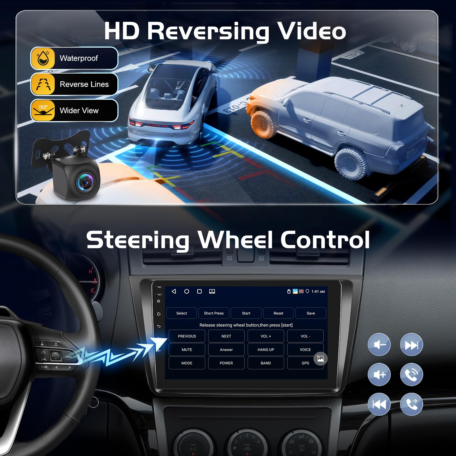 Radio samochodowe z systemem Android do Mazda 6 GH 2007-2012 z bezprzewodowym systemem CarPlay i Android Auto, radio z ekranem 9", 2 + 64 GB, DSP, WiFi, nawigacja GPS, Bluetooth, FM RDS, SWC + kamera