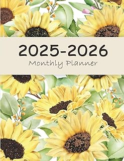 2025-2026 Monthly Planner: Sunflower Floral 2 Year Calendar Agenda Large Print Organizer with Quotes Notes Pages Aesthetic Flowers 24 Months (Jan 2025-Dec 2026)