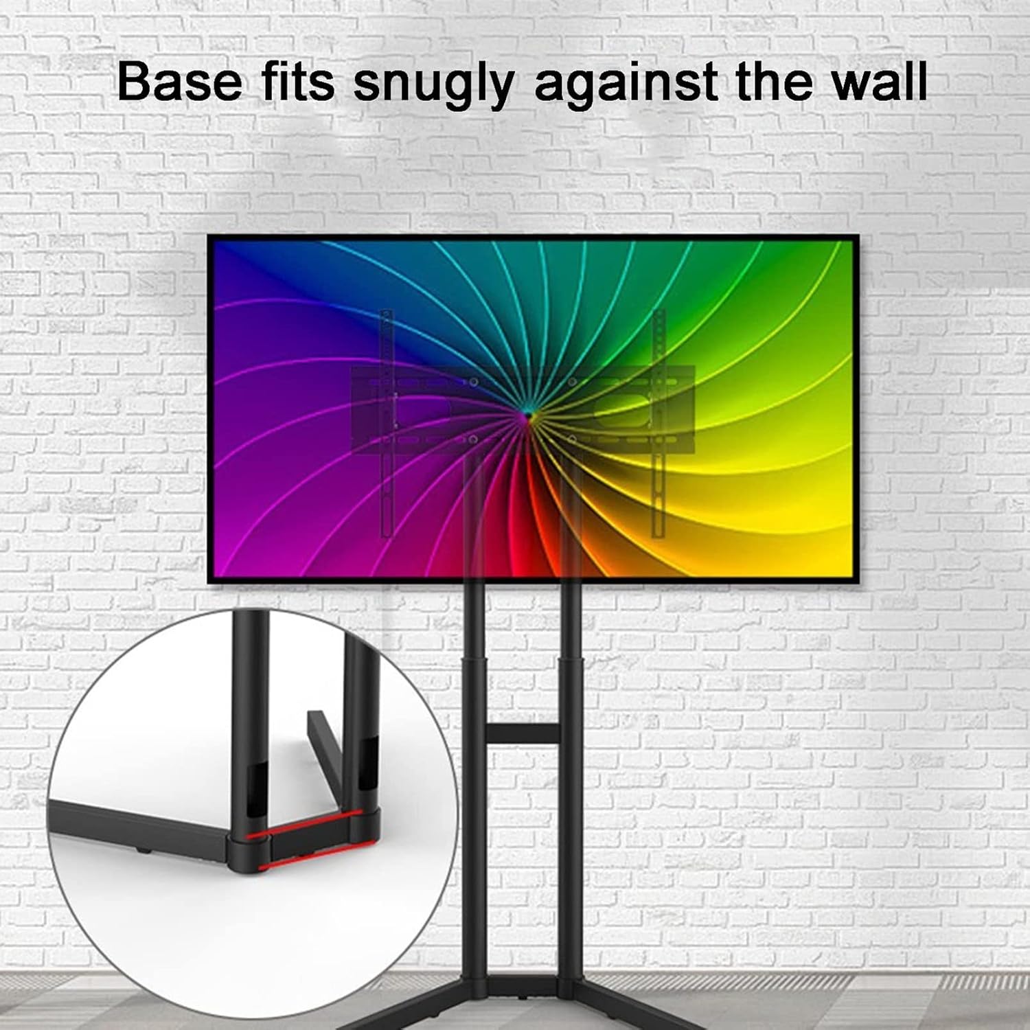 Floor TVs Stand for 32-65 Inch TVs, with Rubber Foot Pad Floor TVs Stand, Height Adjustable Wire Management TV Mount, Base Fits Snugly Against The Wall (990-1430mm)