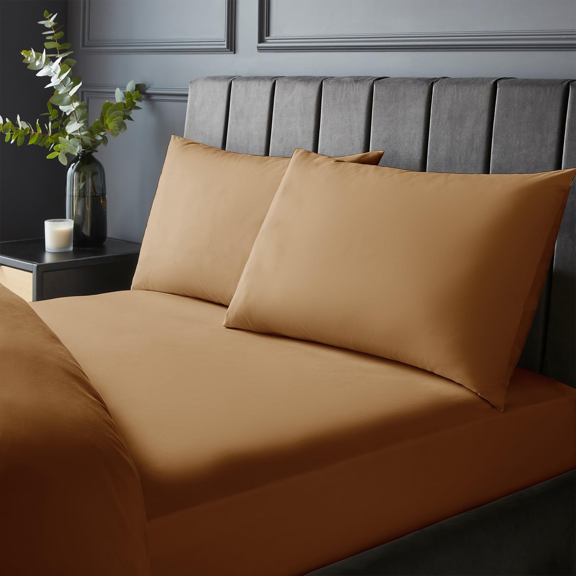 Silentnight Terracotta Pure Cotton Fitted Sheet - Cool Soft Touch 200 Thread Count - Extra Deep 40Cm Bed Sheet - Breathable 100% Cotton - Elasticated Corners, Machine Washable, Orange, Super-King