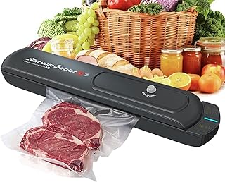Food Sealer Vacuum Sealer,Portable Food Saver Vacuum Sealer Machine Sealing System with 10pcs Vacuum Sealer Bags for Sous Vide Cooking, Dry Moist Food Modes Vacuum Sealer for Food Storage, Black