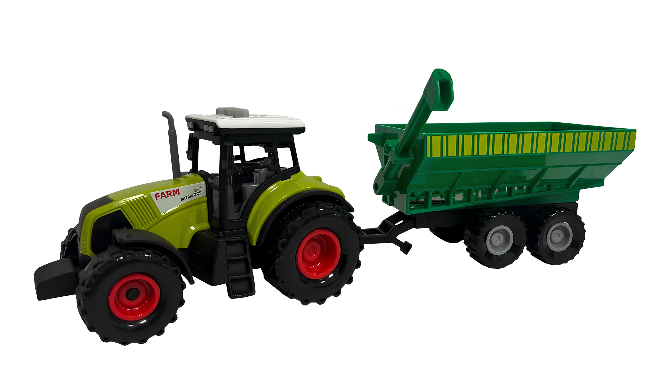 Trattore Giocattolo con Luci e Suoni Trattore con Rimorchio a Frizione Luminoso con Suoni Reali Trattori Fattoria con Luci Led Mezzi Agricoli Fattoria Trattore con Carro