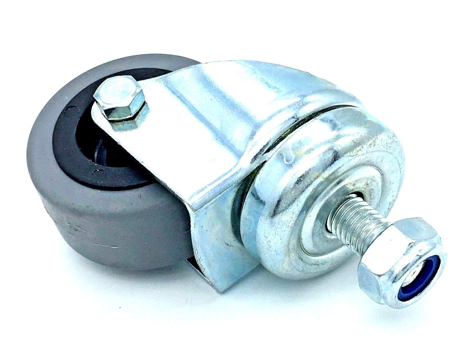 2 x Castor Wheels 50mm Heavy Duty 360° Swivel Bolt Furniture Rubber Wheel