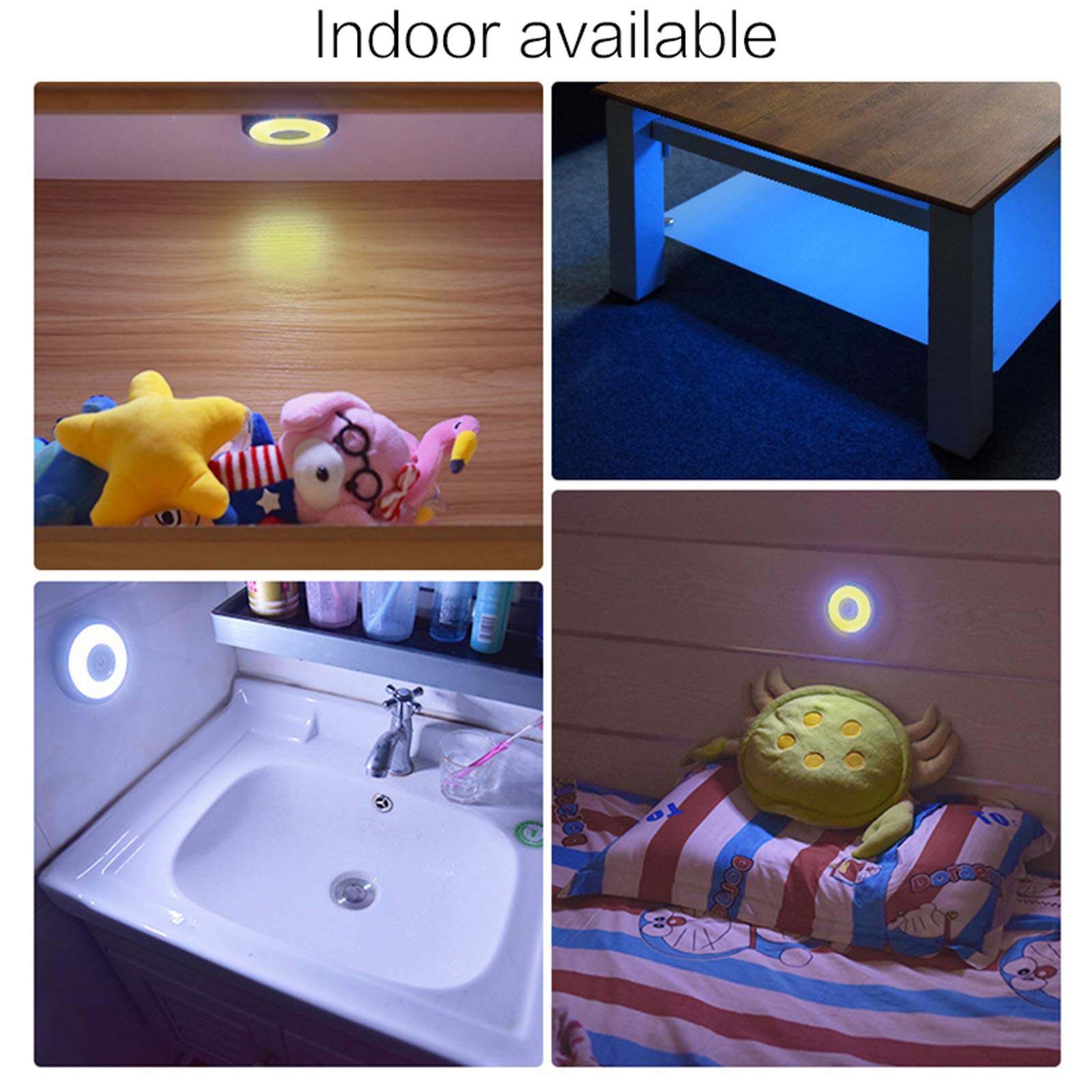 ConBlom Plafoniera da Soffitto per Auto, Luci Interne per Auto a LED Ricaricabili Applique da Parete Senza Fili per Armadietto da Camera da Letto per Camion Camper (3 Colori Chiari)