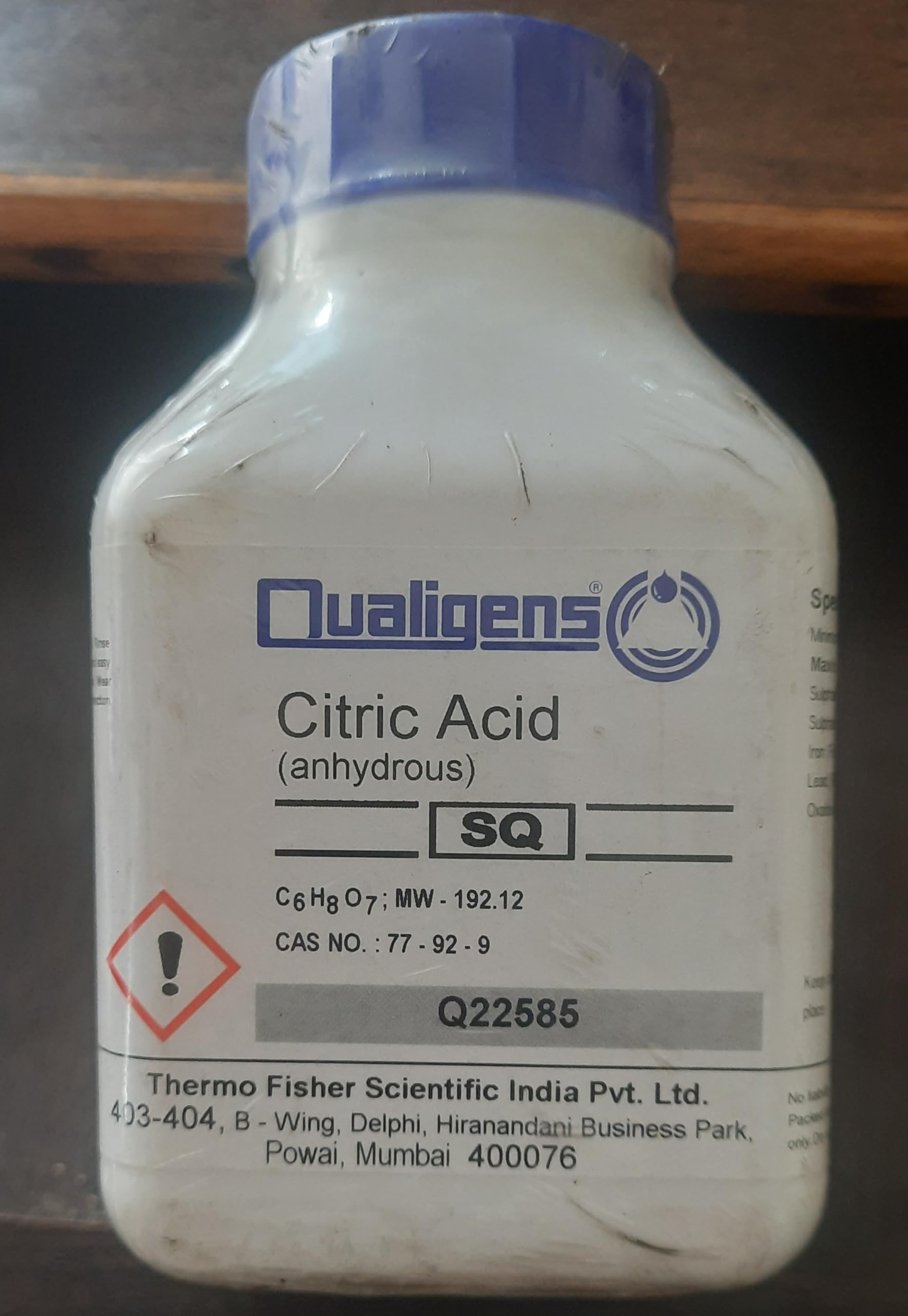 Citric Acid (anhydrous) 500 gm. SQ QUALIGENS 99.5%-picture-20