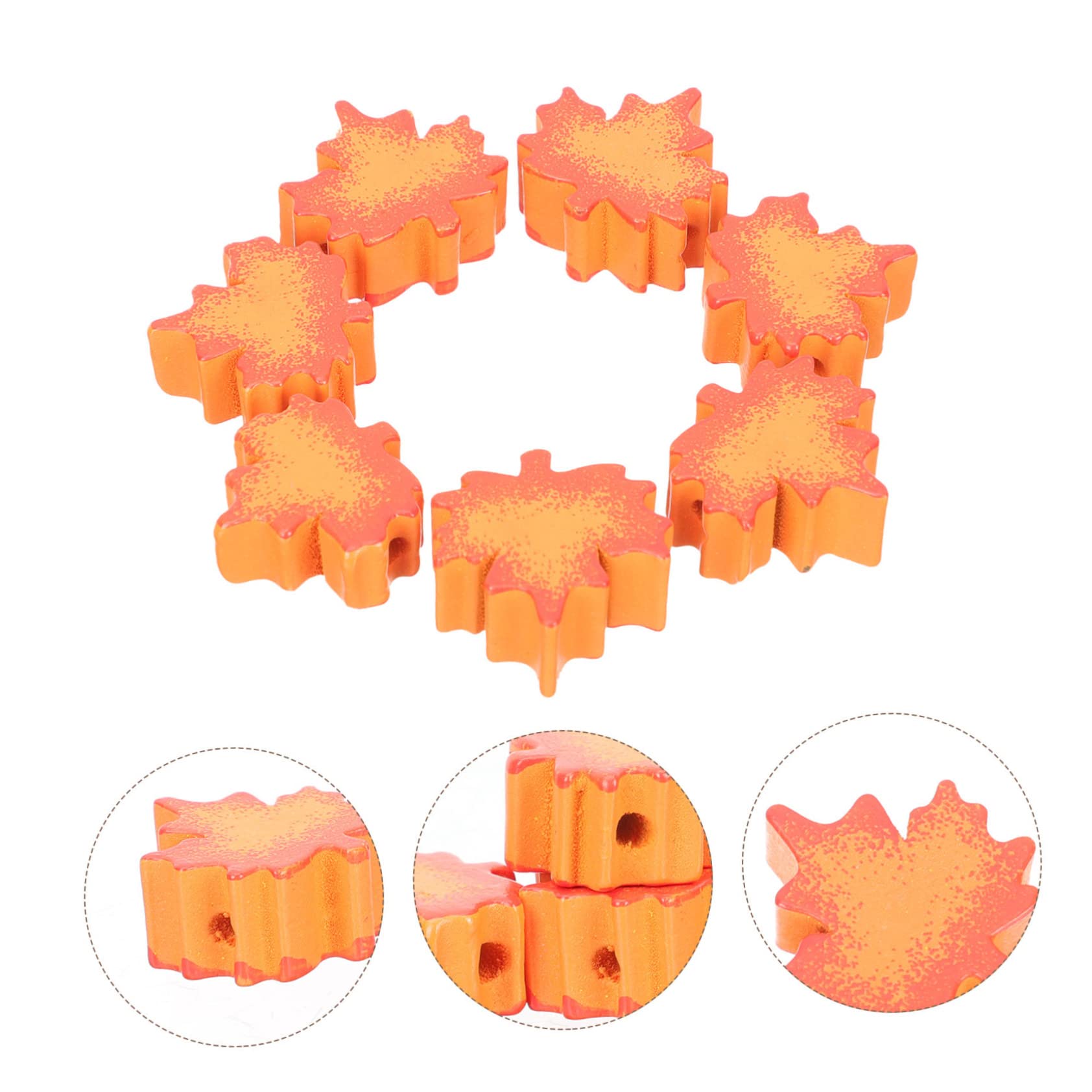 Lurrose 5 Set Di Perline Decorative in Legno A Forma Di Foglia Dacero Per La Creazione Di Gioielli Lisce E Resistenti Allo Sbiadimento Per La Decorazione Della Casa 50 Pezzi*5