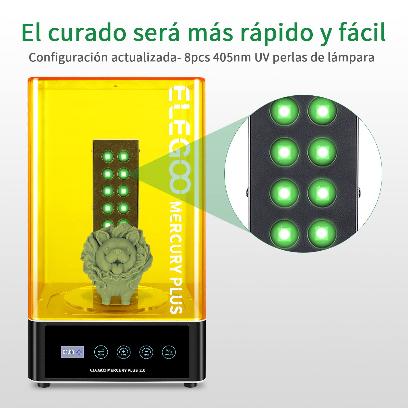 ELEGOO Mercury Plus V2.0 Wash and Cure, Máquina de Lavado y Curado 2 en 1, Curar 3D Modelo de Resina, Adecuado para Impresora 3D LCD/DLP/SLA