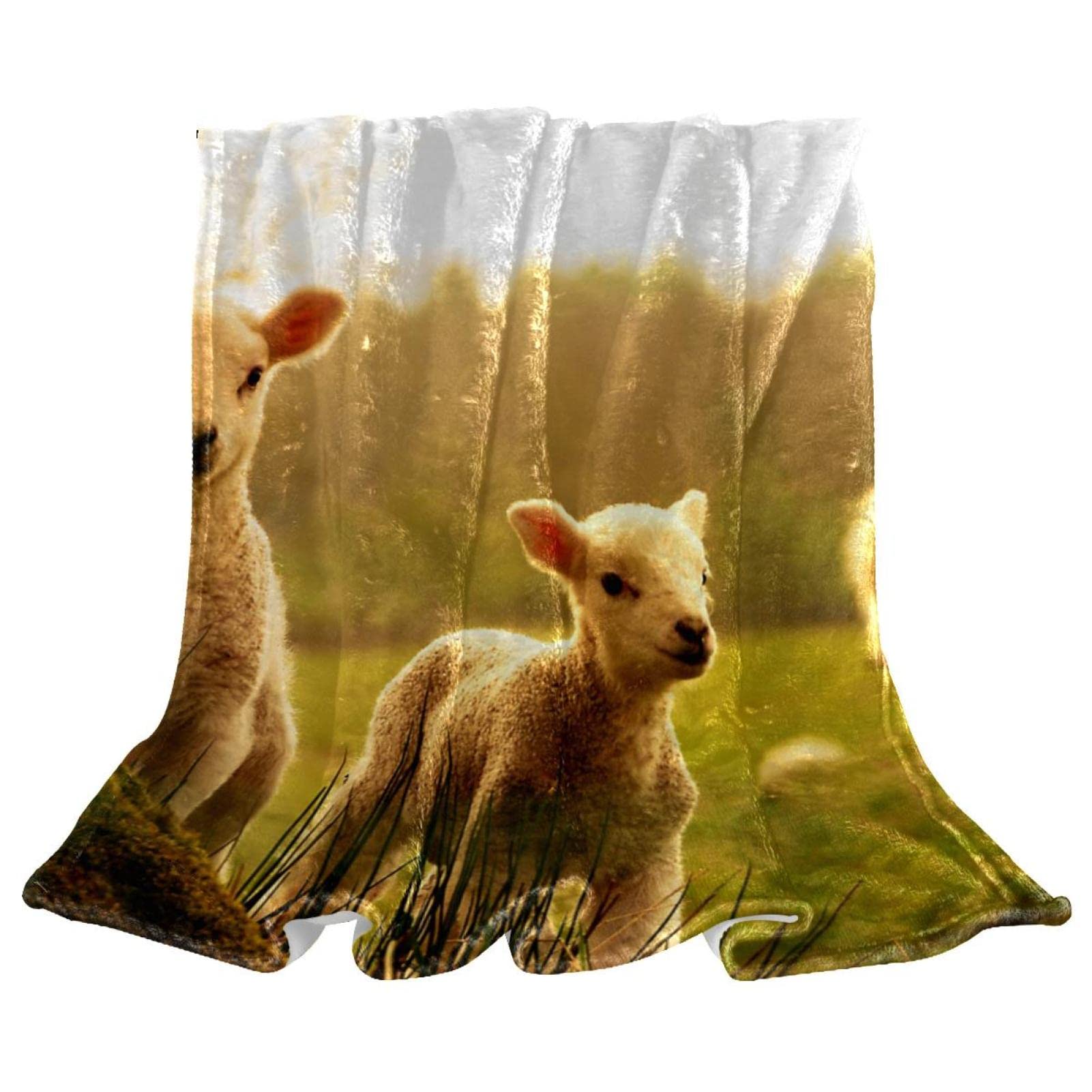 Couvre-lit doux contre le froid couverture de lit moelleuse animal agneaux enfant