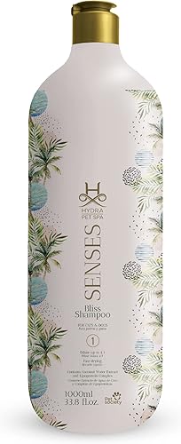 Hydra Senses Bliss Champú para perros y gatos, champú para mascotas de agua de coco, champú hidratante para mascotas para todas las razas, repara