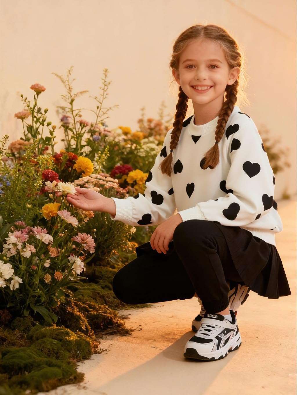 DDSOL Toddler Girl Clothes Set Valentine Day Outfit Pink Red Love Heart Sweatshirt Top Legging Pant Skirt Kid Fall Clothing - Image 3